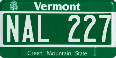 VT license plate NAL227
