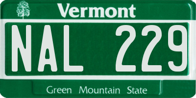 VT license plate NAL229