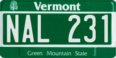 VT license plate NAL231