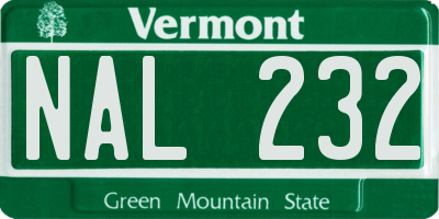 VT license plate NAL232
