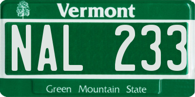 VT license plate NAL233