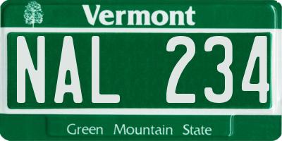 VT license plate NAL234