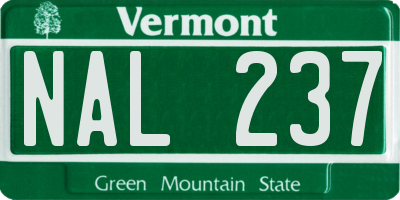 VT license plate NAL237