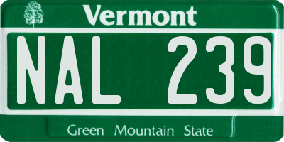 VT license plate NAL239