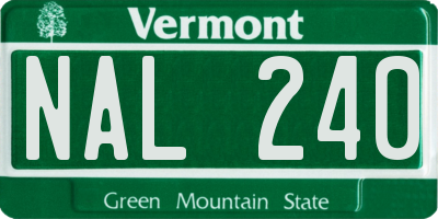 VT license plate NAL240