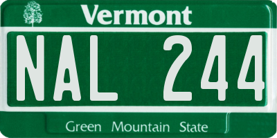 VT license plate NAL244