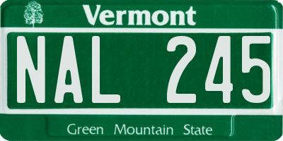 VT license plate NAL245