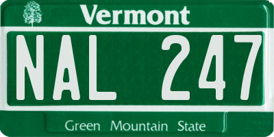 VT license plate NAL247