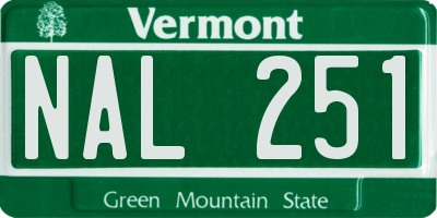VT license plate NAL251