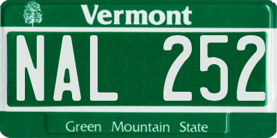 VT license plate NAL252