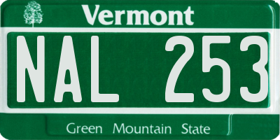 VT license plate NAL253