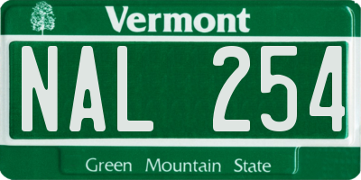 VT license plate NAL254
