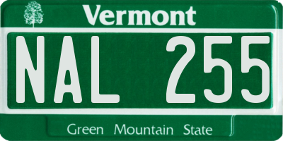 VT license plate NAL255