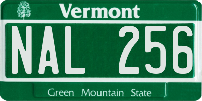 VT license plate NAL256