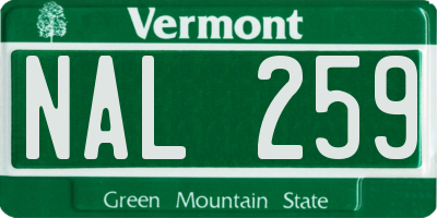 VT license plate NAL259
