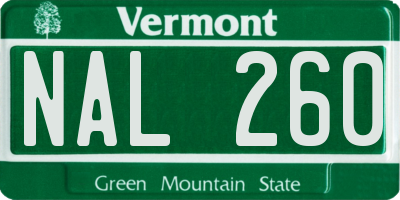 VT license plate NAL260