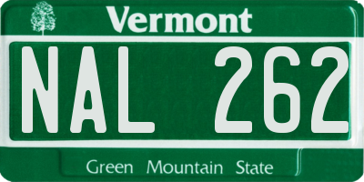 VT license plate NAL262