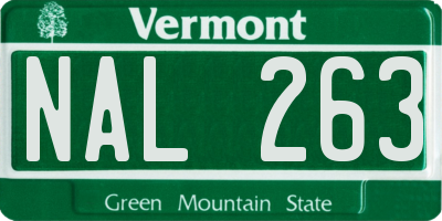 VT license plate NAL263