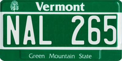 VT license plate NAL265
