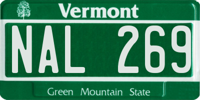 VT license plate NAL269