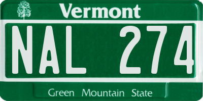 VT license plate NAL274