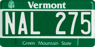 VT license plate NAL275
