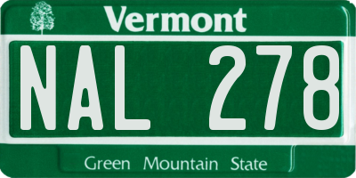 VT license plate NAL278