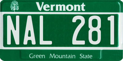 VT license plate NAL281