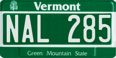 VT license plate NAL285