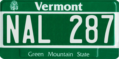 VT license plate NAL287