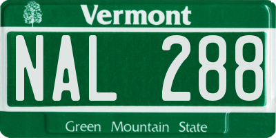 VT license plate NAL288