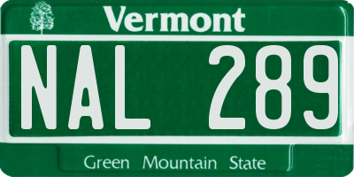 VT license plate NAL289