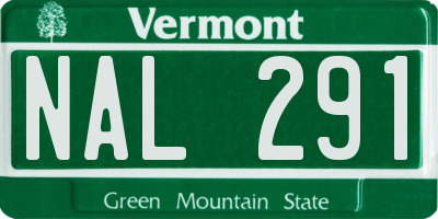 VT license plate NAL291