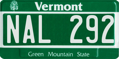 VT license plate NAL292