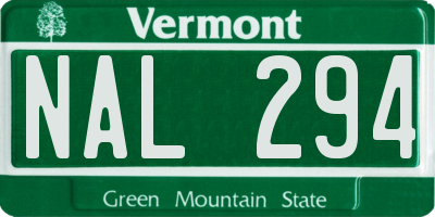 VT license plate NAL294