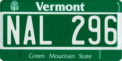 VT license plate NAL296
