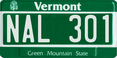 VT license plate NAL301