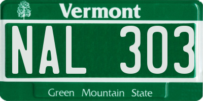 VT license plate NAL303