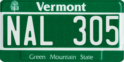 VT license plate NAL305