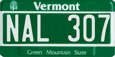 VT license plate NAL307