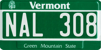 VT license plate NAL308