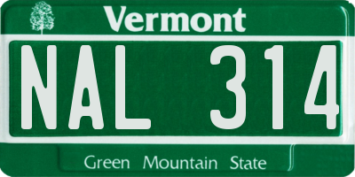 VT license plate NAL314