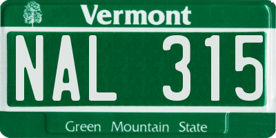VT license plate NAL315