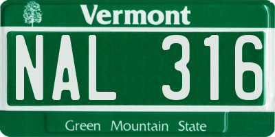 VT license plate NAL316