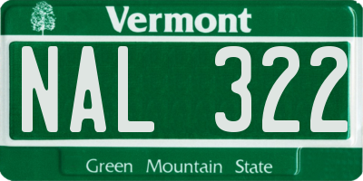 VT license plate NAL322