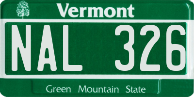 VT license plate NAL326