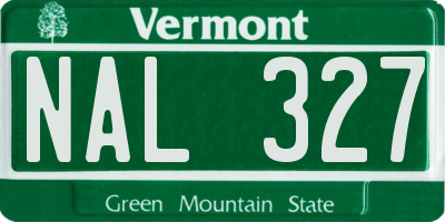VT license plate NAL327