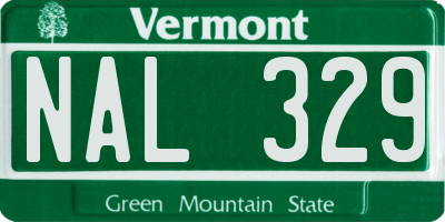VT license plate NAL329
