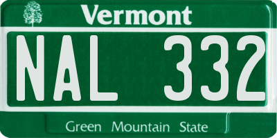 VT license plate NAL332