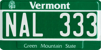 VT license plate NAL333